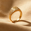 Geometric Engraved Sand Gold Signet Ring