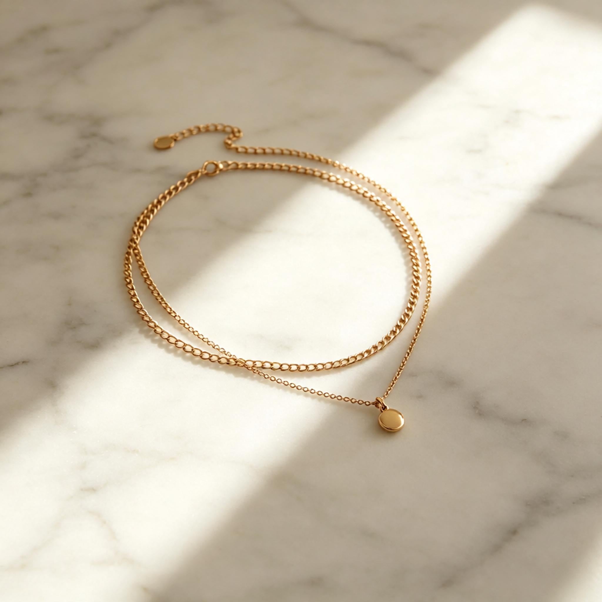 Layered Sand Gold Chain Necklace