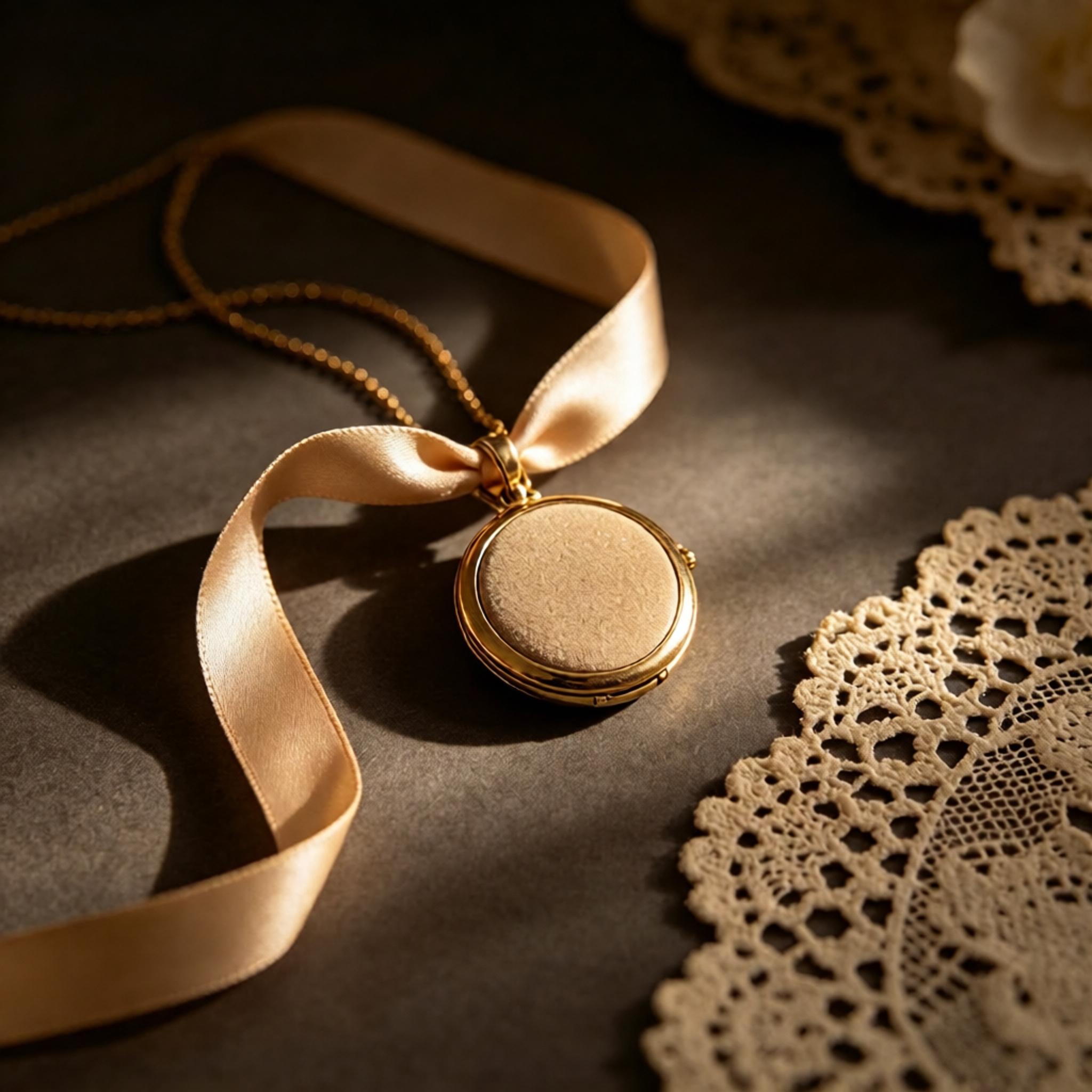 Vintage Sand Gold Locket Pendant