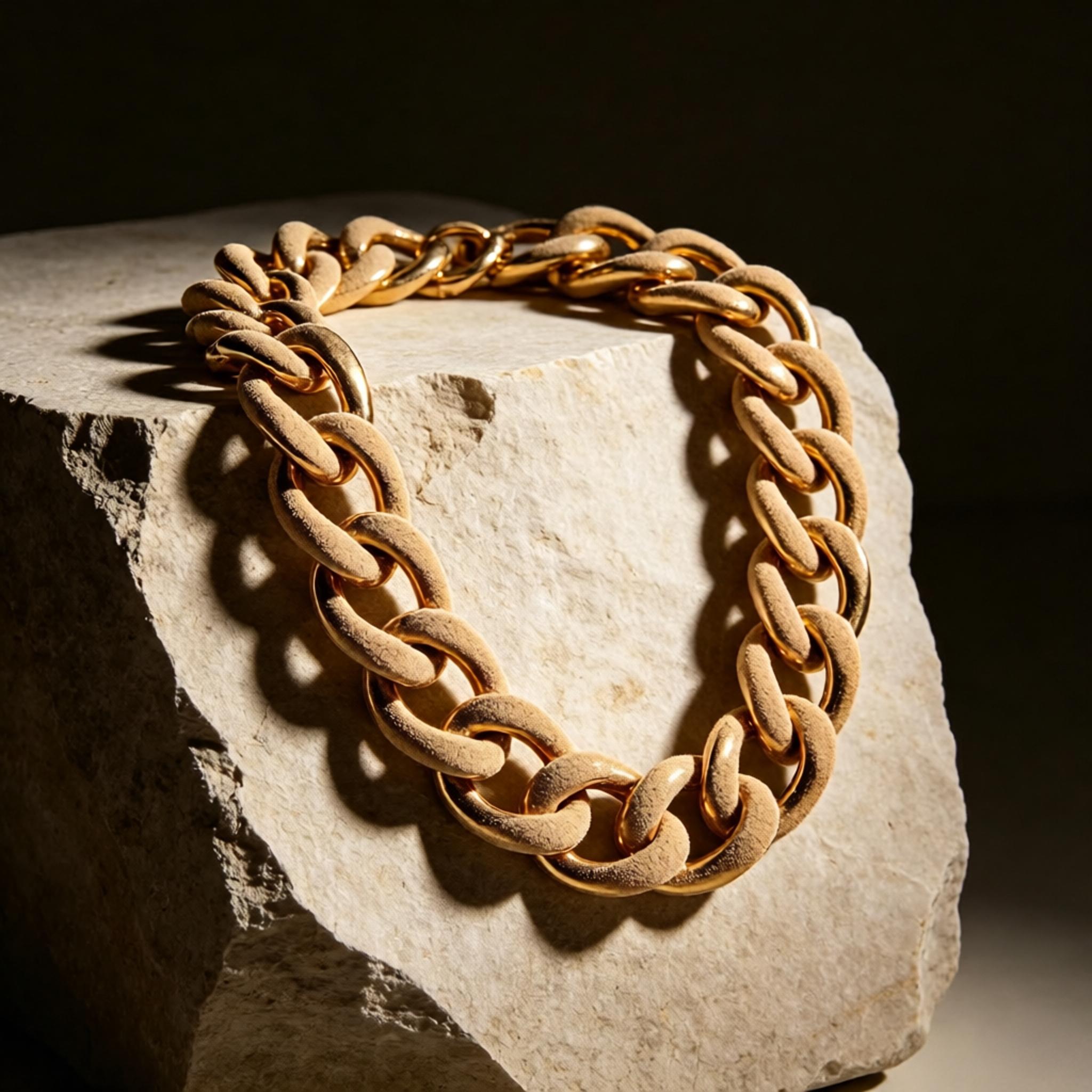 Chunky Link Sand Gold Necklace